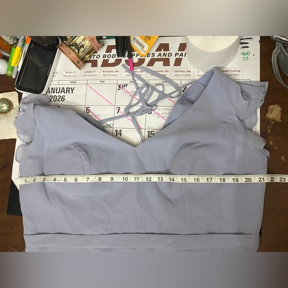 Azazie Dusty Dusty Lavender Maxi Gown V-Neck Flutter Sleeve Bridesmaid Dress - Picture 17 of 17